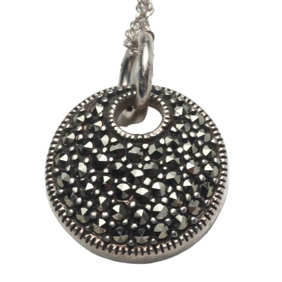 Marcasite Sterling Silver 925 Pendant with Box Chain New - Picture 8 of 15